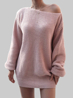 Rib - Knit Mini Sweater Dress - Stylish & Comfortable Acrylic Fashion - Jsandiclothing.com