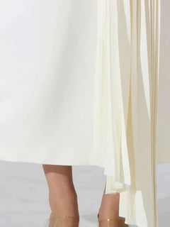 Single Shoulder Pleated Dress - Elegant Ruched Asymmetrical Design - Jsandiclothing.com