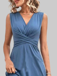 Surplice Sleeveless Wrap Dress - Jsandiclothing.com