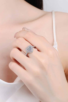 Sterling Silver Ring – Heart Cut 1 Carat Moissanite | Elegant Shine - Jsandiclothing.com