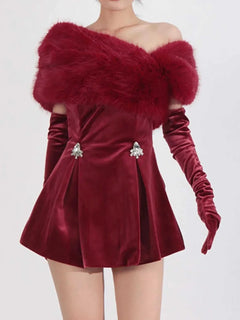 Fuzzy Off Shoulder Mini Dress Cozy & Chic Style| JSandiclothing - Jsandiclothing.com