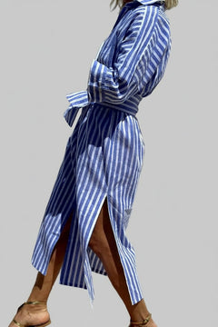 Quarter Sleeve Midi Dress - Tied Button Up - Stylish & Comfortable Fit - Jsandiclothing.com