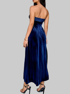 Ruched Tube Midi Dress | Elegant Strapless Style - Jsandiclothing.com