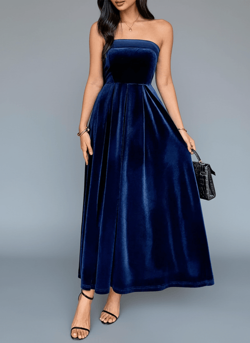 Ruched Tube Midi Dress | Elegant Strapless Style - Jsandiclothing.com