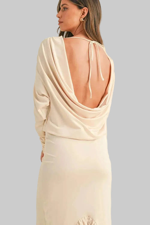 Ruffle Dress - Elegant Backless Asymmetric Hem Dress - Chic& Flattering - Jsandiclothing.com