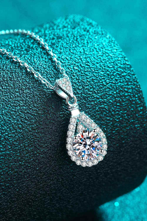 2 Carat Moissanite Teardrop Pendant 925 Sterling Silver Necklace - Jsandiclothing.com
