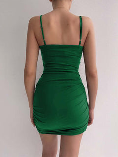 Spaghetti Strap Dress with Twisted Ruched Detail | Elegant & Stylish - Jsandiclothing.com