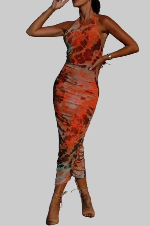 Backless Printed Halter Neck Dress| JSandi - Jsandiclothing.com