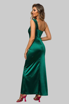 Maxi Dress with Slit One - Shoulder Ruched| Elegant and Flattering Style - Jsandiclothing.com