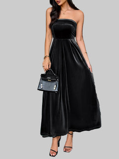 Ruched Tube Midi Dress | Elegant Strapless Style - Jsandiclothing.com