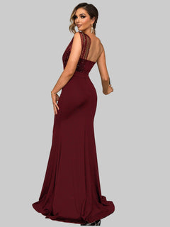 Rhinestone One - Shoulder Formal Dress| Elegant Evening Gown - Jsandiclothing.com