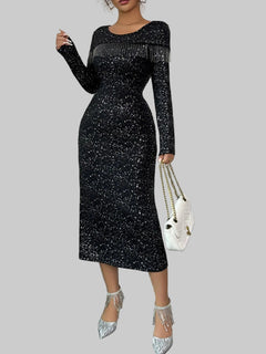 Sequin Long Sleeve Bodycon Dress| Formal & Chic - Jsandiclothing.com