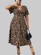 Plus Size Leopard Short Sleeve Dress| - Stylish & Comfortable| JSandi - Jsandiclothing.com