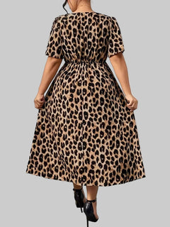 Plus Size Leopard Short Sleeve Dress| - Stylish & Comfortable| JSandi - Jsandiclothing.com