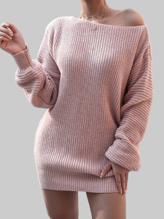 Rib - Knit Mini Sweater Dress - Stylish & Comfortable Acrylic Fashion - Jsandiclothing.com