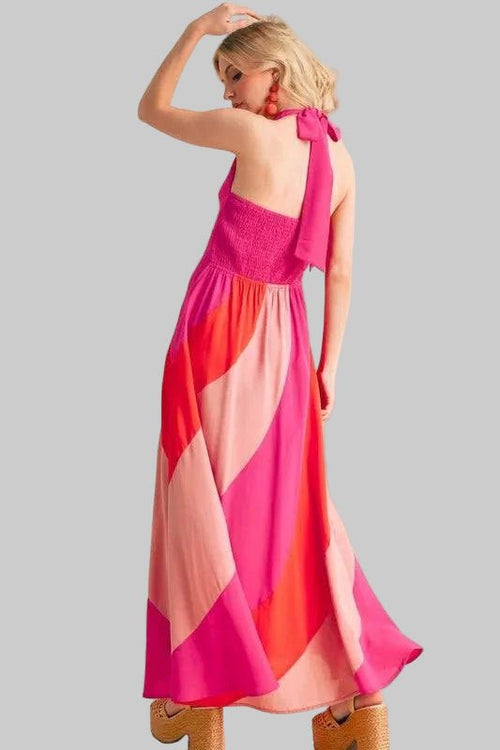Maxi Dress - Sleeveless Color Block | Bold & Beautiful - Jsandiclothing.com