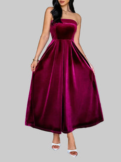 Ruched Tube Midi Dress | Elegant Strapless Style - Jsandiclothing.com