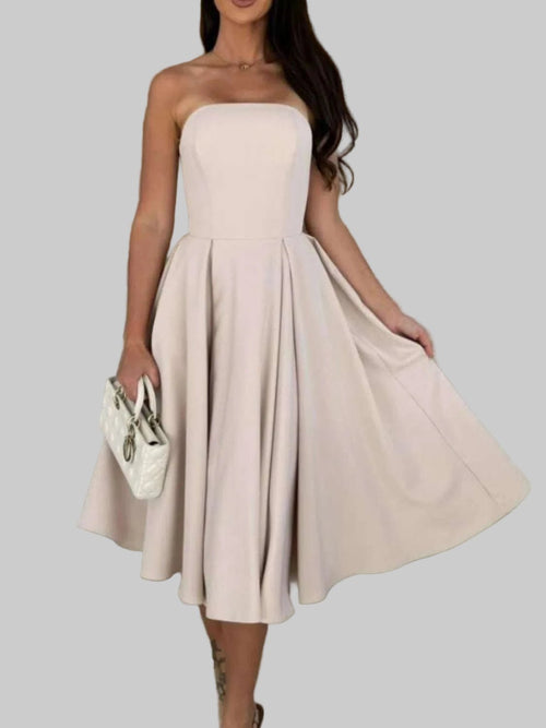Midi Dress | Solid Color Tube Stylish Fitted and Comfortable Wear - Jsandiclothing.com