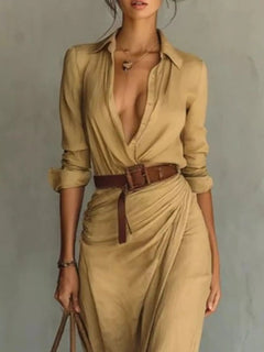 Full Size Ruched Long Sleeve Maxi Dress Plus Size - Jsandiclothing.com