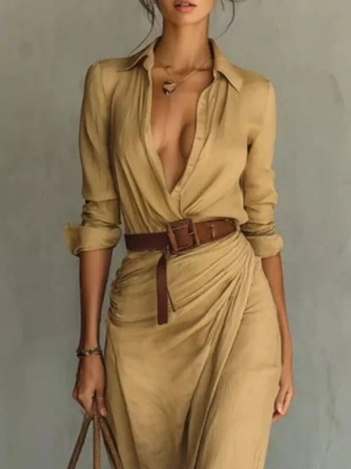 Full Size Ruched Long Sleeve Maxi Dress Plus Size - Jsandiclothing.com