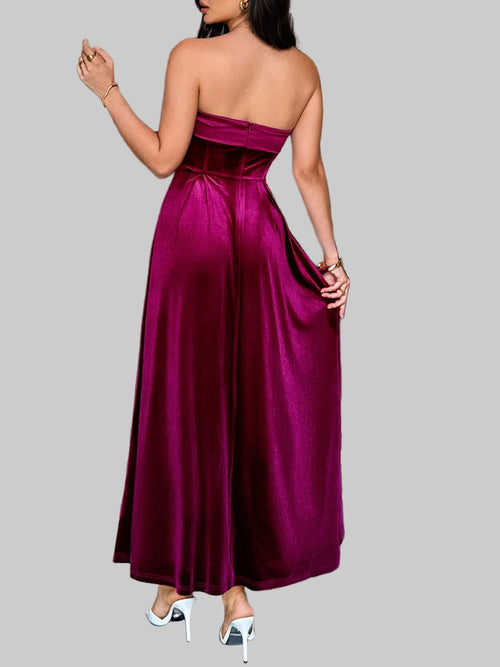 Ruched Tube Midi Dress | Elegant Strapless Style - Jsandiclothing.com
