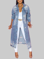 Denim Jacket - Long Sleeve & Raw Hem| Trendy for a Stylish Look - Jsandiclothing.com