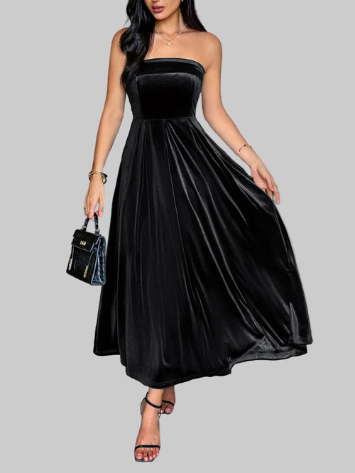 Ruched Tube Midi Dress | Elegant Strapless Style - Jsandiclothing.com