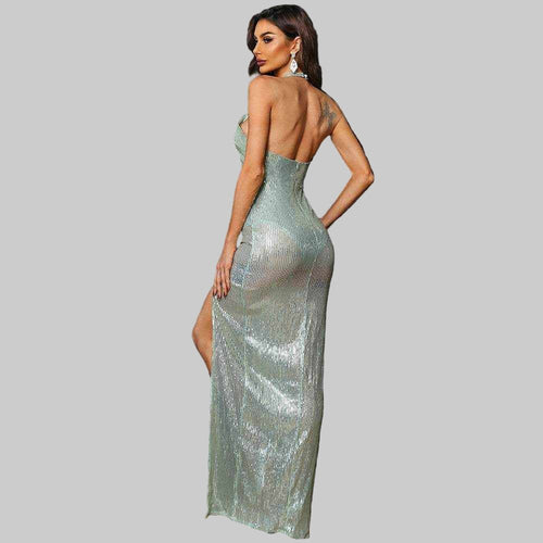 Halter Gown - Mackenzie Cut Out Dress | Sexy Mint Front Design - Jsandiclothing.com