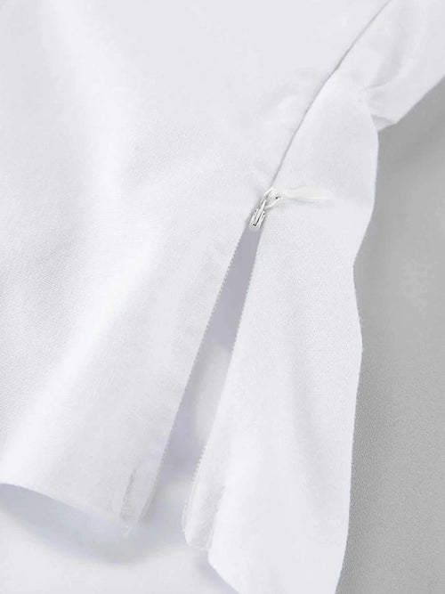 Ruffled V - Neck Maxi Dress - Elegant 100% Cotton Dress| JSandi - Jsandiclothing.com