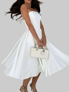 Midi Dress | Solid Color Tube Stylish Fitted and Comfortable Wear - Jsandiclothing.com