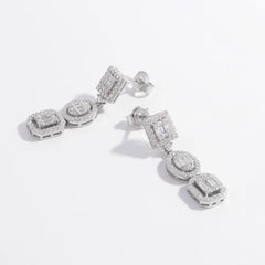 925 sterling silver inlaid zircon dangle earrings with geometric design