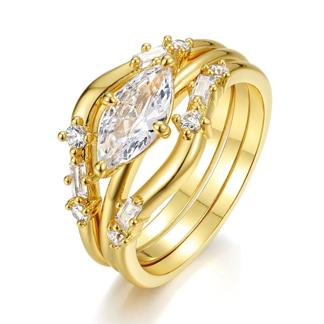 1 Carat Moissanite 925 Sterling Silver 3pcs Ring Set| JSandi - Jsandiclothing.com