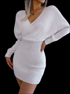 Rib Knit Sleeve Sweater Dress