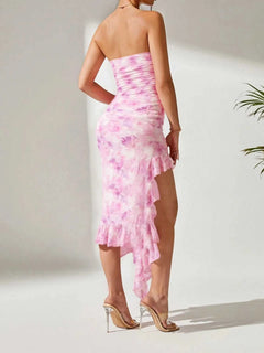 Strapless Ruffle Hem Dress 