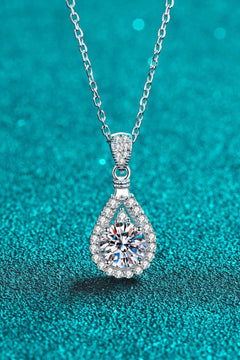 Sterling Silver Necklace 2 Carat Moissanite Teardrop