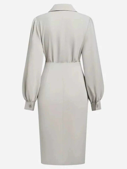 Ruched Midi Shirt Dress