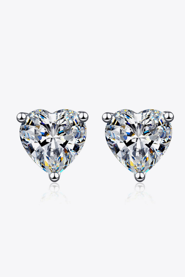 2 Carat Moissanite Heart-Shaped Stud Earrings - Jsandiclothing.com