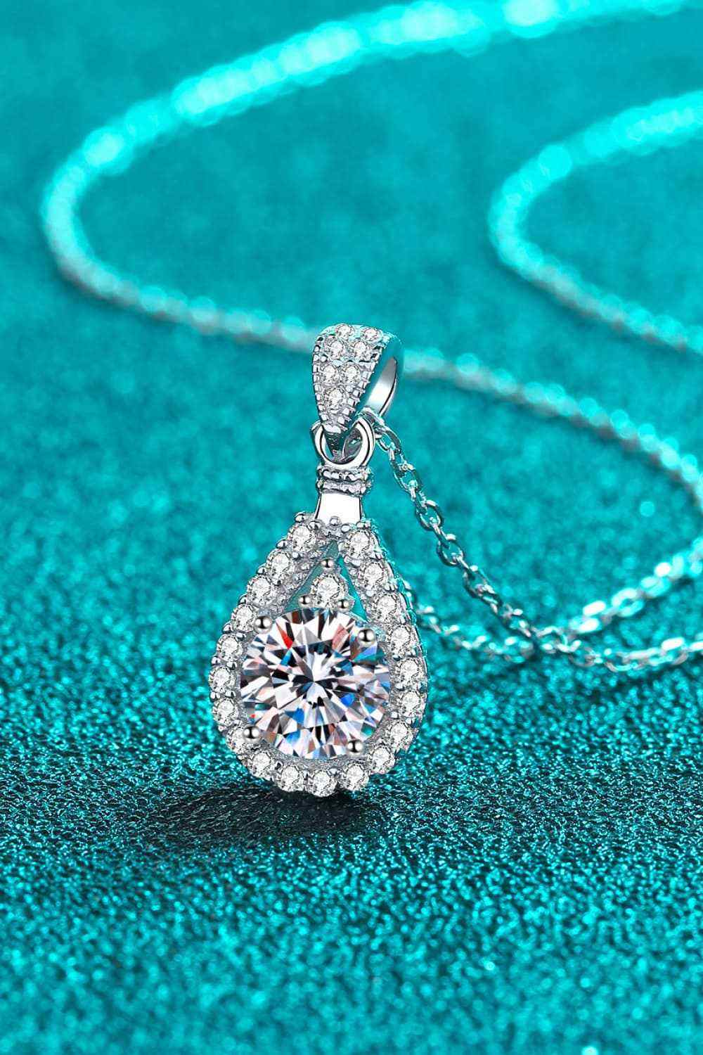 2 Carat Moissanite Teardrop Pendant 925 Sterling Silver Necklace - Jsandiclothing.com