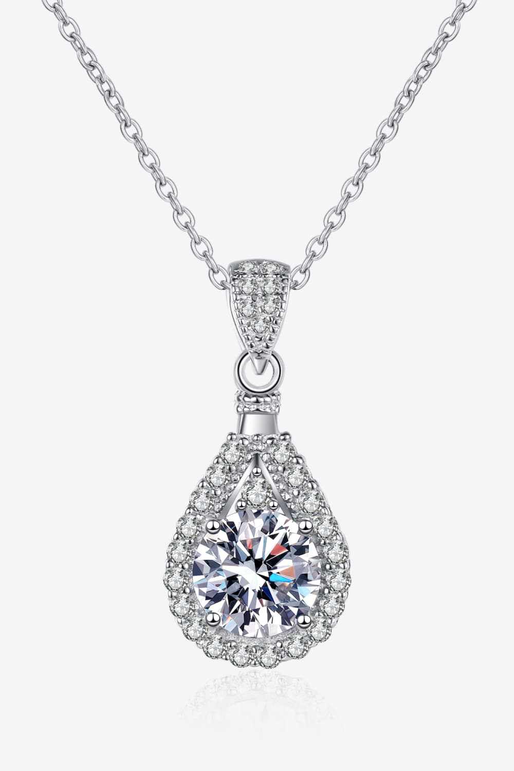 2 Carat Moissanite Teardrop Pendant 925 Sterling Silver Necklace - Jsandiclothing.com