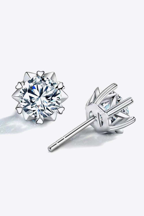 Stuck On You 4 Carat Moissanite stud earrings in 925 sterling silver with minimalist modern design and polished finish.
