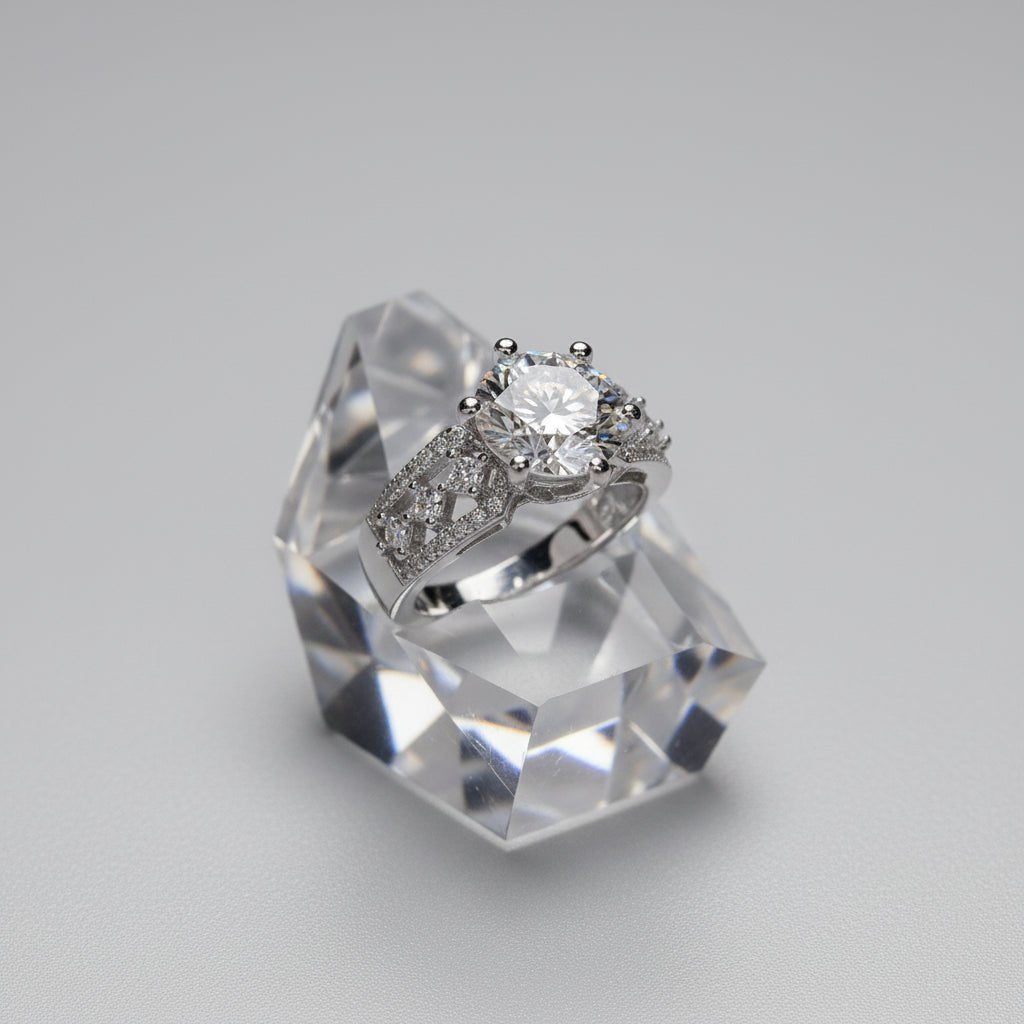 3 Carat Moissanite Ring - 925 Sterling Silver with Platinum Plating - Jsandiclothing.com