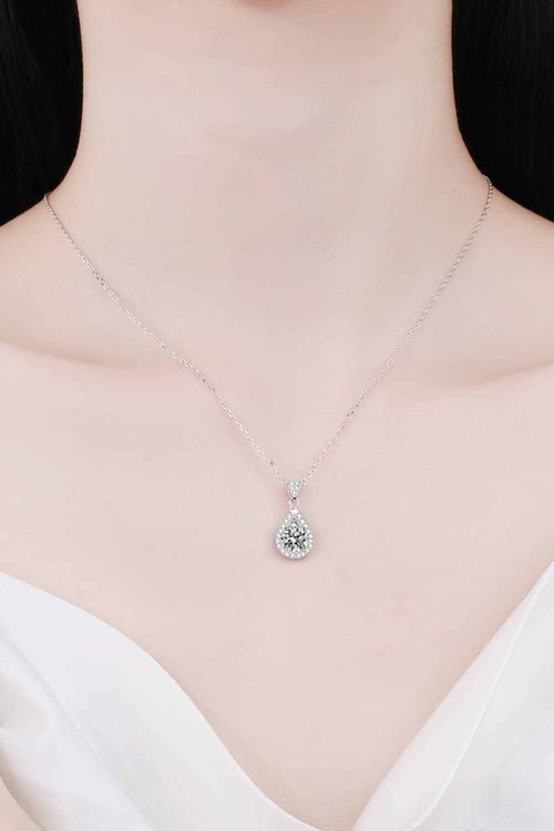 Sterling Silver Necklace 2 Carat Moissanite Teardrop