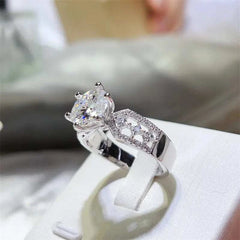 3 carat moissanite ring in 925 sterling silver with zircon accents and platinum plating