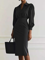 Ruched Midi Shirt Dress