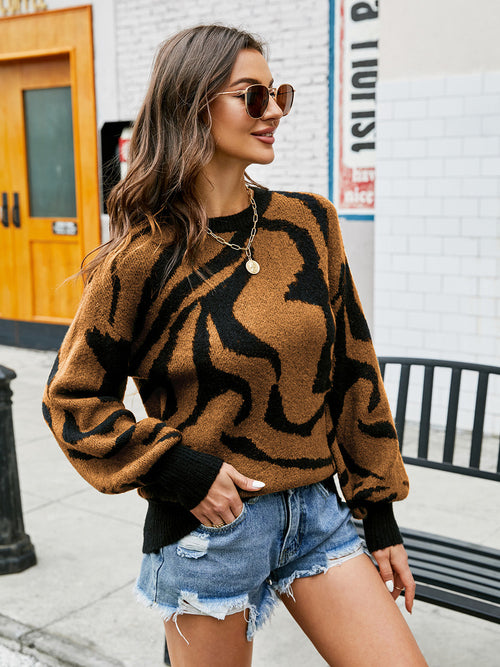 Printed Long Sleeve Sweater