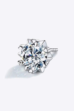 Stuck On You 4 carat moissanite stud earring in polished 925 sterling silver with minimalist heart-shaped prong design