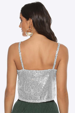 Sequin Cropped Cami-Sparkling Top Perfect for a Night Out or Party