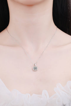 Moissanite Square Pendant Necklace in 925 Sterling Silver with Chain.
