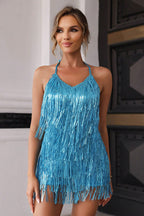 Halter Neck Backless Fringe Dress