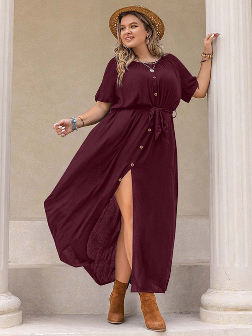 Plus Size Dress with Round Neck & Half Sleeves for Comfort and Style